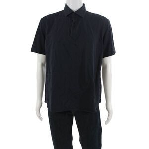 Munro Mens Cotton Collared Short Sleeve Button-Up Polo Shirt Blue Size 44